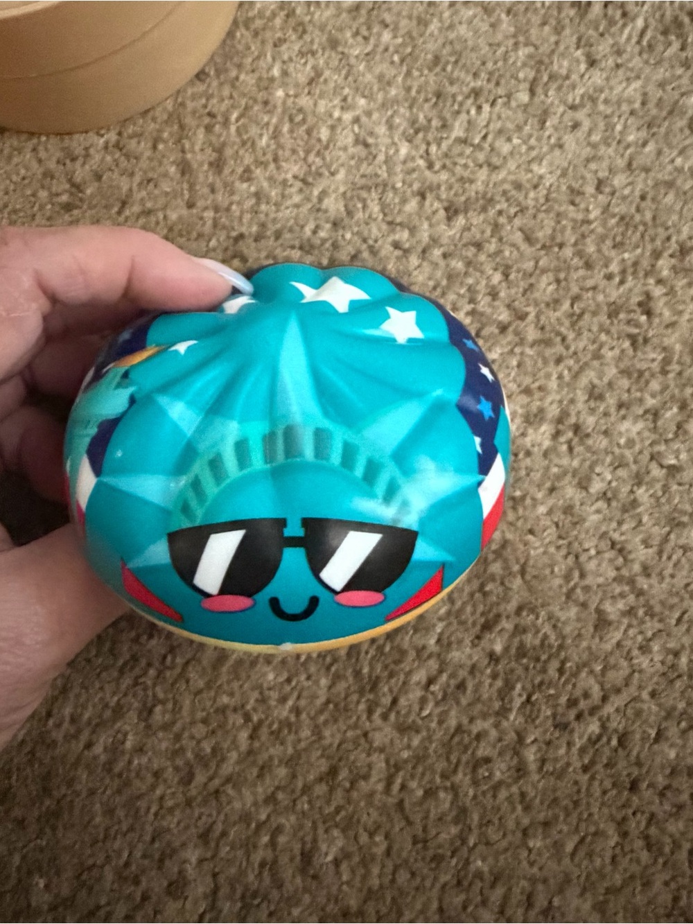 Statue of Liberty Emoji Squishy dumpling  Toy - Blue with Stars